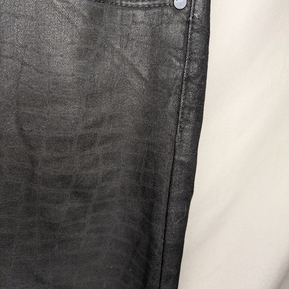 PAIGE Hoxton Ultra Skinny Black Croc Luxe Coating Black Denim Jeans Womens 28 - Picture 4 of 12